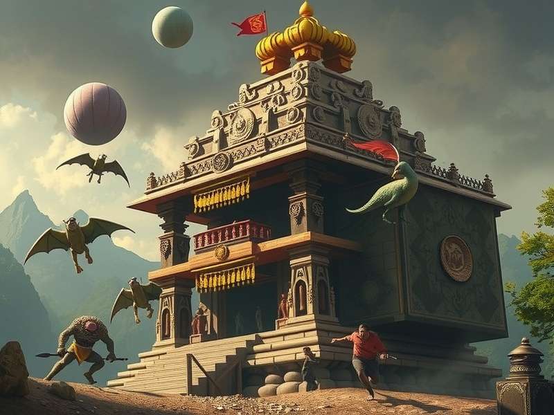 Temple Run 2 में एक राक्षस का पीछा करते हुए दृश्य