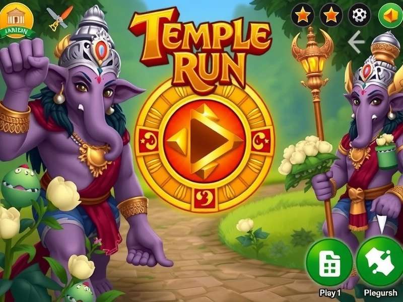 Temple Run gameplay screenshot showing character running on ancient pathway