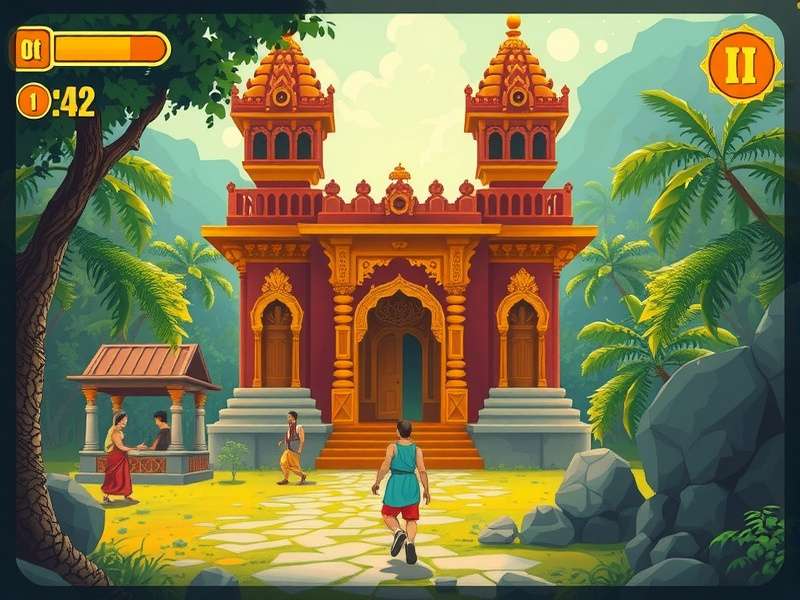 Temple Run gameplay screenshot showing character running through ancient temple
