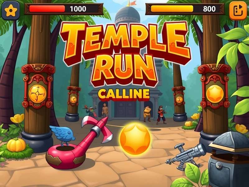 Temple Run gameplay screenshot showing character running through temple ruins
