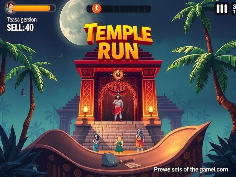 Smartphone displaying Temple Run gameplay with a person's hands holding it