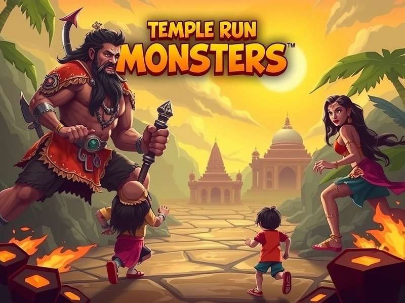 Temple Run game scene with monster chasing