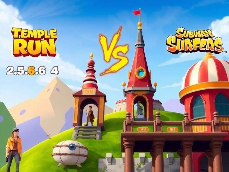 Temple Run vs Subway Surfers gameplay side-by-side comparison