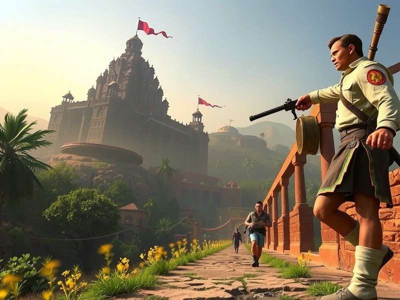Temple Run Oz Movie gameplay screenshot showing the protagonist running on the yellow brick road