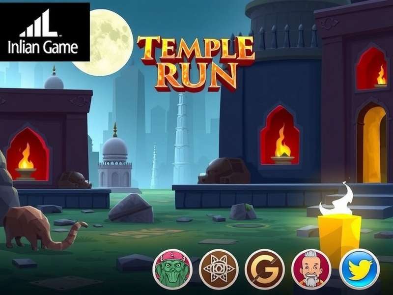 Temple Run gameplay screenshot showing character running on ancient ruins