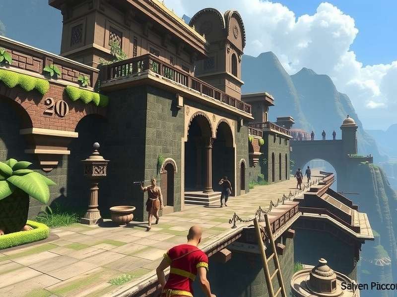 Step-by-step visual guide showing Temple Run Oz running smoothly on Bluestacks emulator on a Windows PC