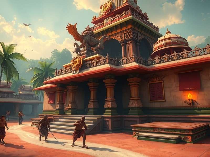 Gaming setup with Temple Run on monitor