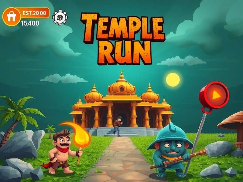 Temple Run gameplay screenshot showing character running through temple