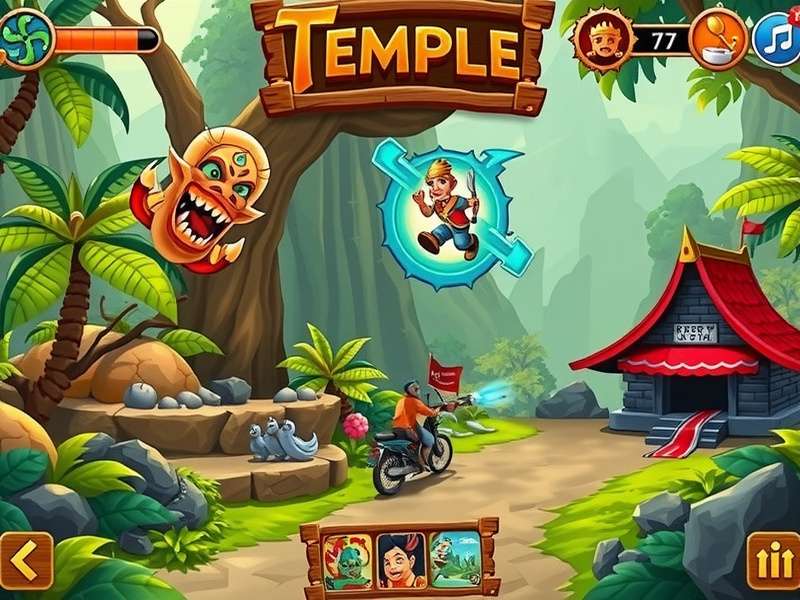 Temple Run PC controls layout showing keyboard mappings