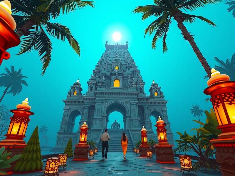 Temple Run VR 360 Gameplay Screenshot - Runner in ancient temple
