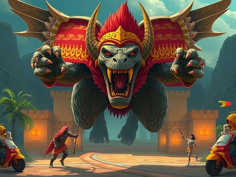 Temple Run monster chasing the player character through ancient ruins
