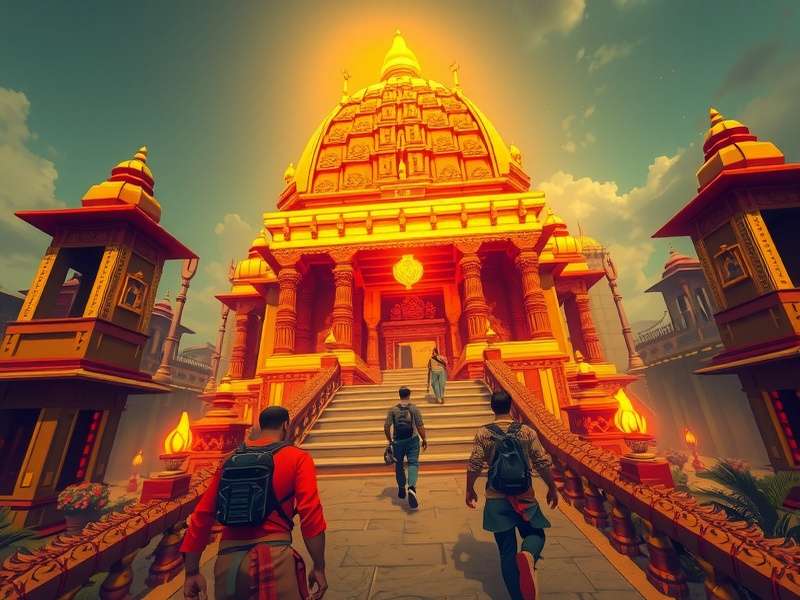 Diagram explaining 360-degree gameplay mechanics in Temple Run VR