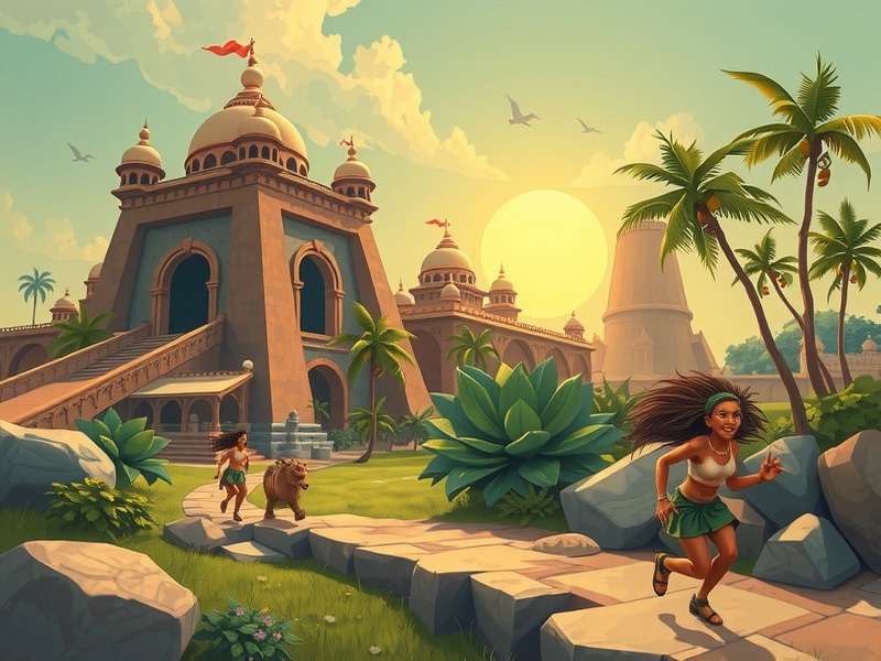 Gameplay screenshot of Temple Run Oz in Winkie Country showing vibrant yellow fields and the runner