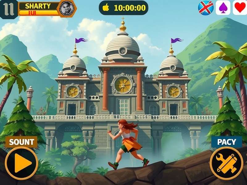 Temple Run gameplay on a PC screen showing high-definition graphics