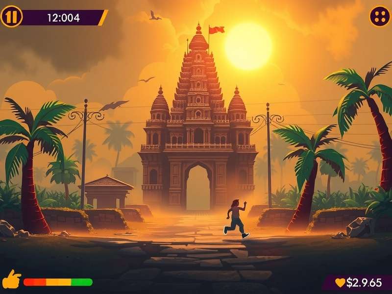 All Temple Run 2 characters lineup including Guy Dangerous, Scarlett Fox, Barry Bones, and others in front of ancient temple