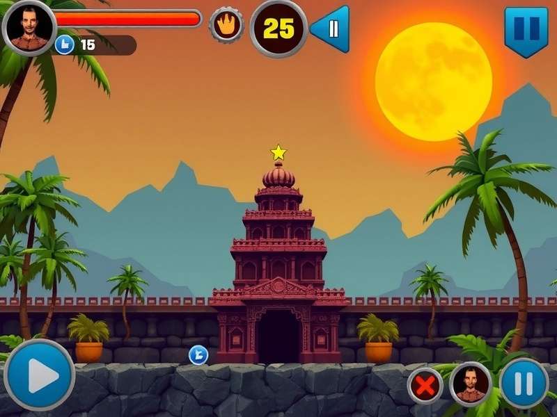 Smartphone showing Temple Run gameplay with runner on a rope bridge