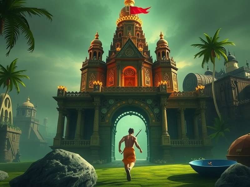 Temple Run monster chasing character with green screen background effect