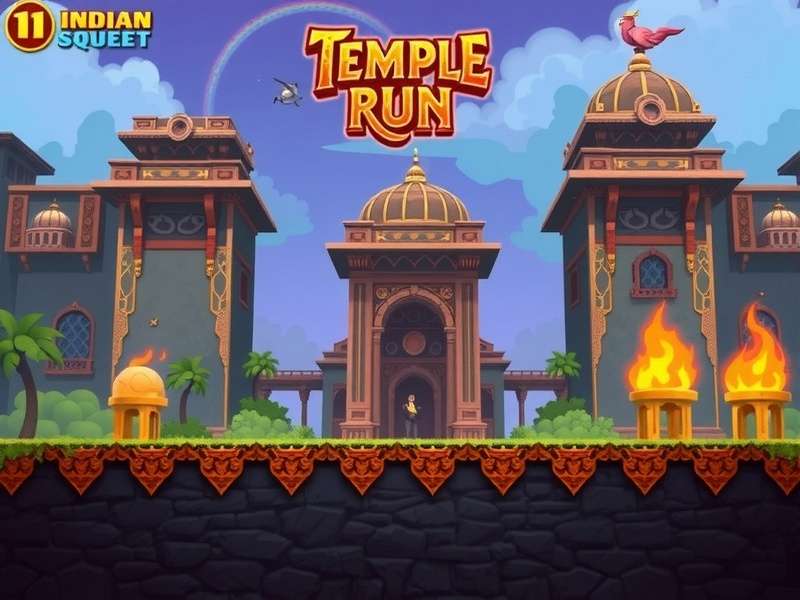 Temple Run game screenshot showing character running in ancient temple