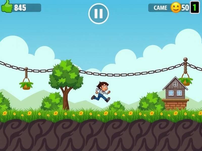 Temple Run 2 gameplay screenshot showing character running across a rope bridge