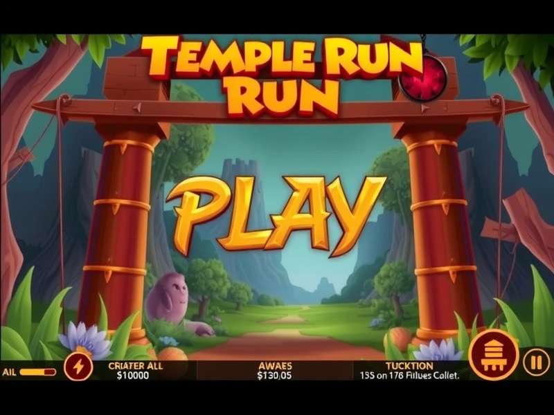 Screenshot of Temple Run Online gameplay showing character running on ancient ruins