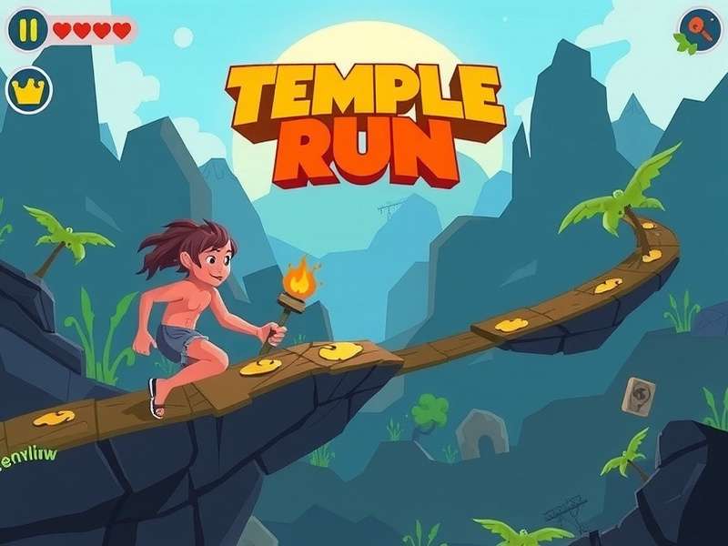 Gameplay screenshot of Temple Run Unblocked Games 66 showing the character running through ancient ruins