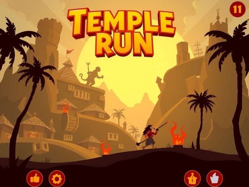 Temple Run 2 Game intense gameplay screenshot showing character running on ropes and bridges