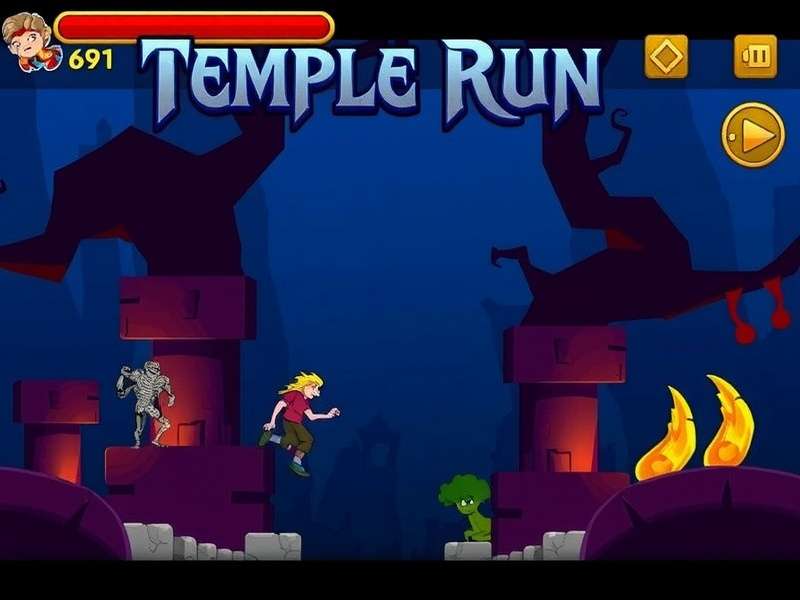 Temple Run gameplay screenshot showing an ancient temple environment