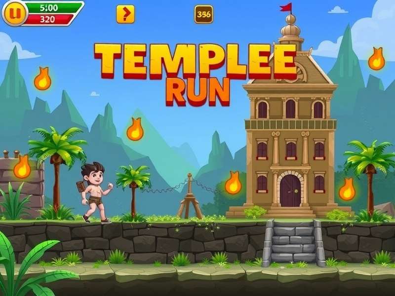 Temple Run Unblocked 66 gameplay screenshot showing character running in temple