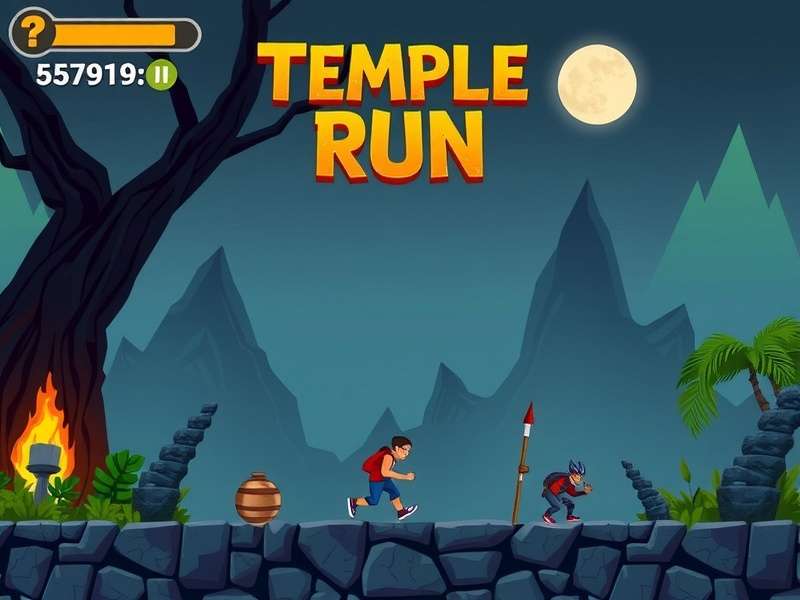 Temple Run Unblocked gameplay on a laptop in an Indian cyber cafe setting