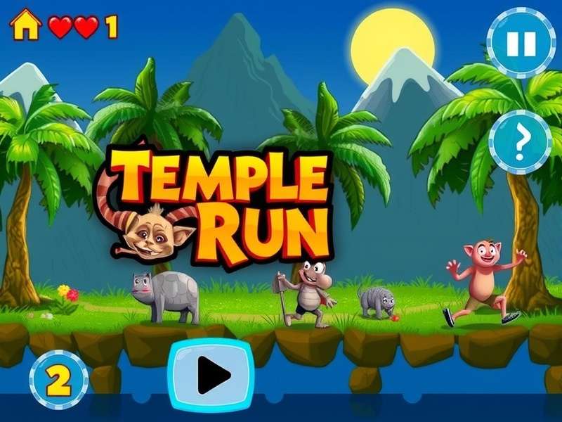 Temple Run 2 gameplay screenshot showing an Indian-inspired temple environment with a character on a zipline