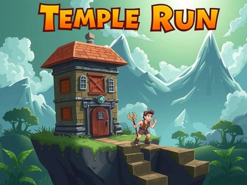 Temple Run 1 Gameplay Screenshot showing character running on ancient ruins