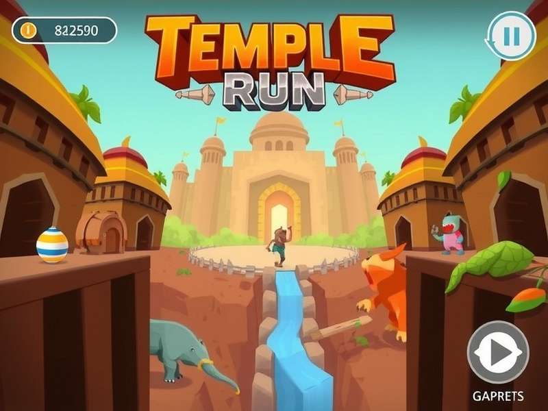 Temple Run gameplay screenshot showing character running through ancient temple
