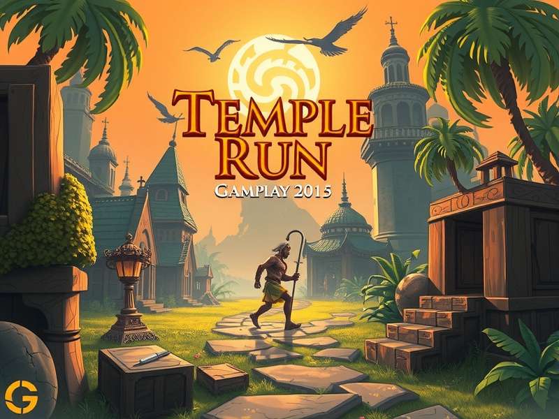 Temple Run gameplay screenshot showing character jumping over a gap with coins in the background