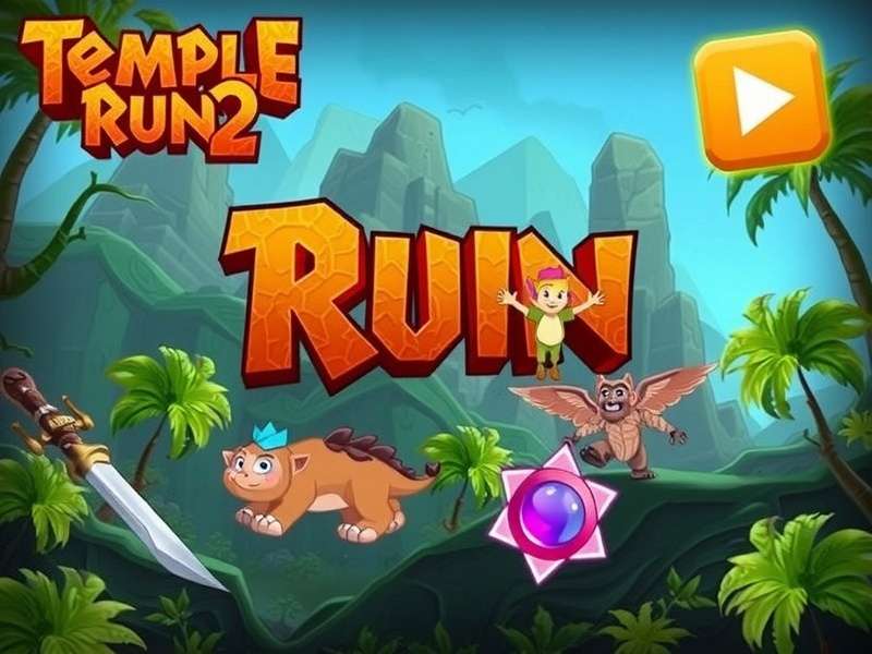 Temple Run 2 gameplay screenshot showing character running on ropes and mine carts