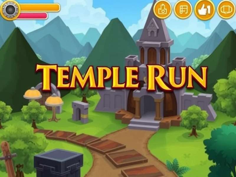 Temple Run 1 gameplay screenshot showing character running on ancient ruins