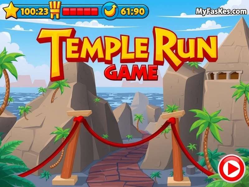Temple Run Game immersive gameplay on a mobile device with ancient temple background