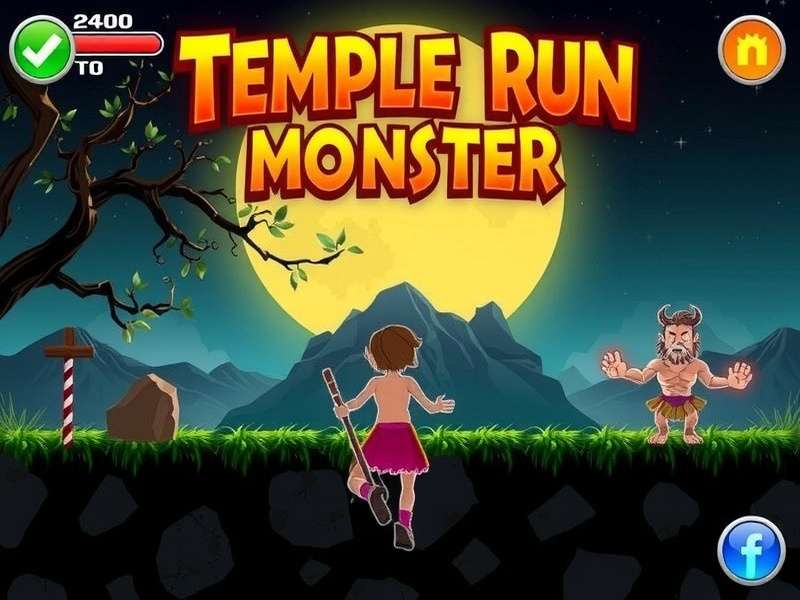 Temple Run Ka Monster gameplay with Indian backdrop and fiery monster chasing the runner