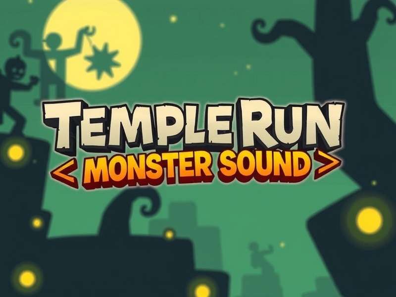 Temple Run monster sound visualization with temple background and audio waves