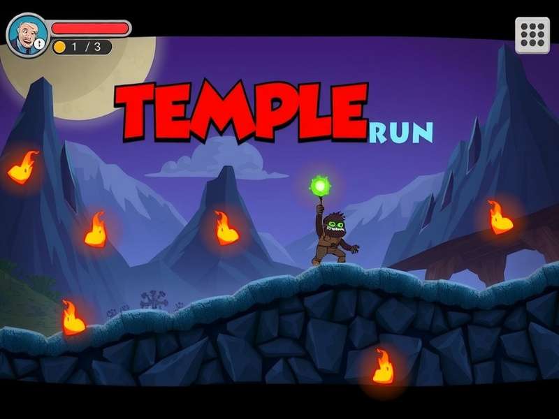 Temple Run monster chasing the player through ancient ruins - gameplay screenshot
