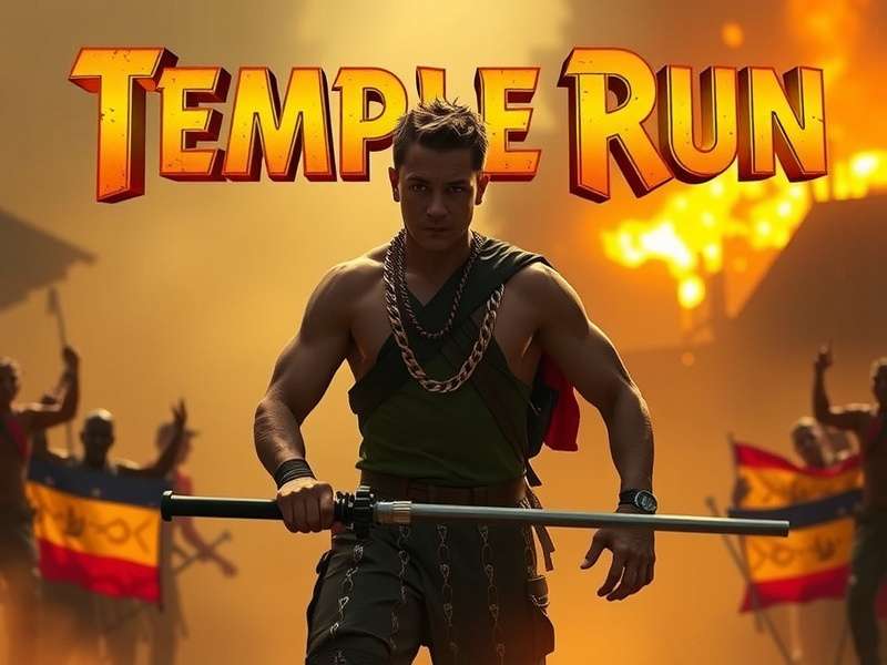 Temple Run Movie Trailer official teaser poster featuring the ancient temple with dynamic chase scene