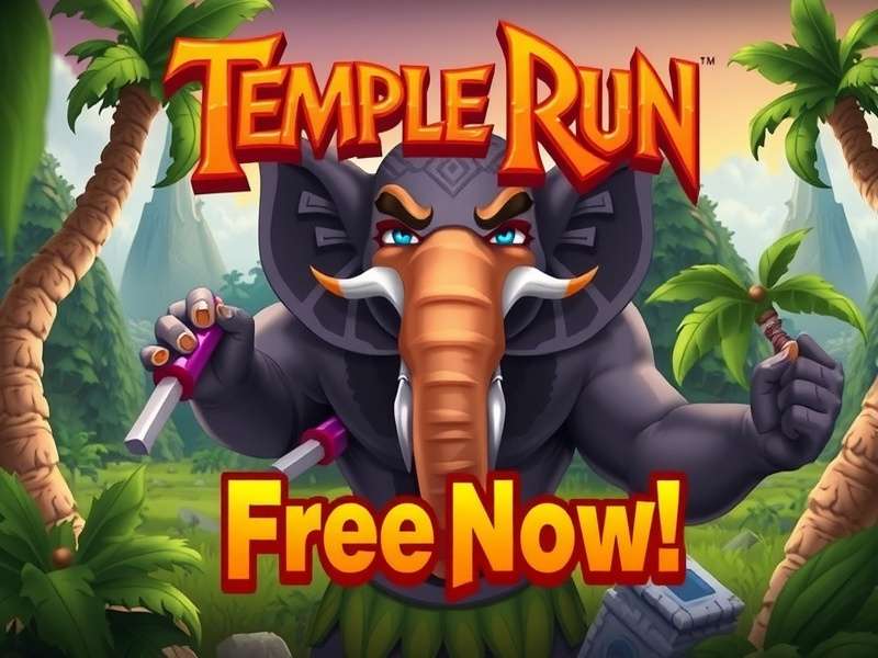 Temple Run Online Free Now – India Edition gameplay screenshot showing the runner escaping a giant monkey in ancient temple ruins