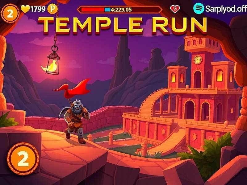 Temple Run Online Game Play - Indian players running through ancient temple corridors with gold coins and power-ups