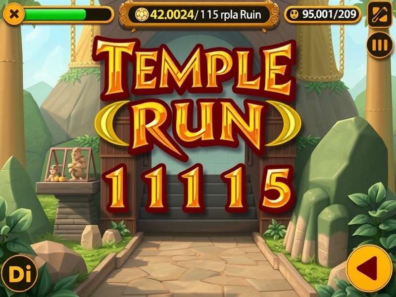 Temple Run gameplay running through ancient Indian temple corridors with coins and obstacles