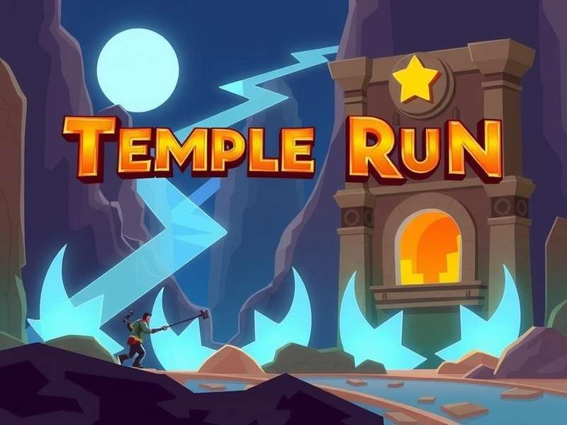 Temple Run gameplay showing the iconic explorer running through ancient temple corridors with coins and obstacles