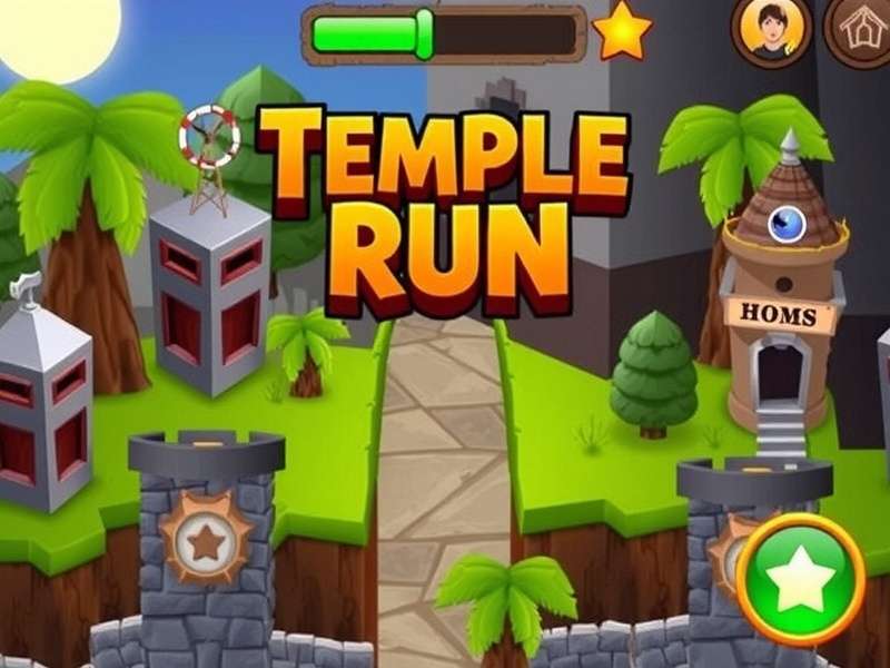 Temple Run Online Poki Game banner showing endless runner gameplay