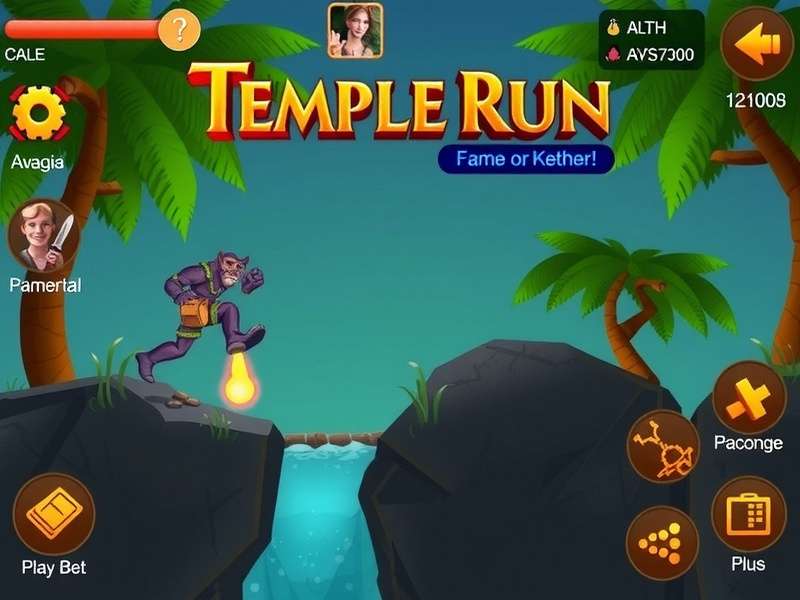 Temple Run Online Unblocked gameplay screenshot showing ancient temple ruins and endless runner action