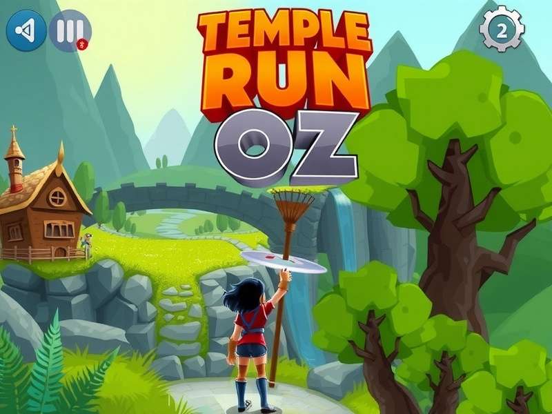 Temple Run Oz Apk gameplay screenshot showing the canyon map with dynamic lighting and obstacles