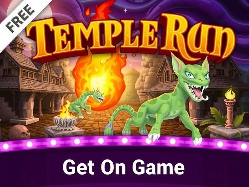 Temple Run Oz gameplay screenshot showing the runner dashing through the enchanted land of Oz with coins and obstacles