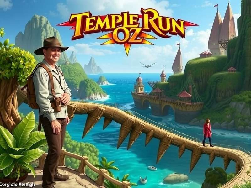 Temple Run Oz For Pc gameplay screenshot showing Indian player running through ancient temples