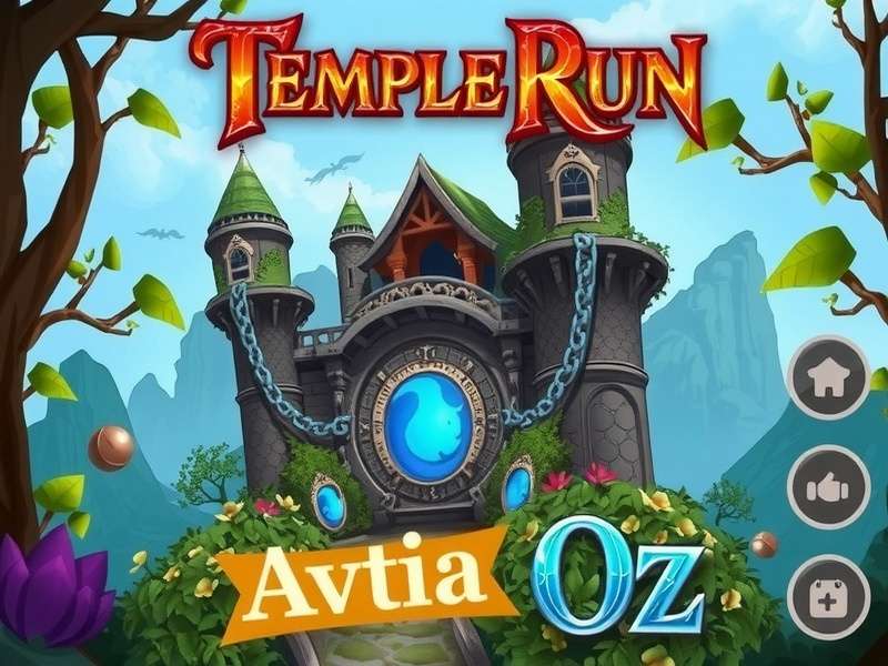 Temple Run Oz Free Play India edition gameplay screenshot with ancient temple ruins and Oz characters